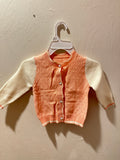 Cute Peach & White Knit Cardigan Sweater with Buttons