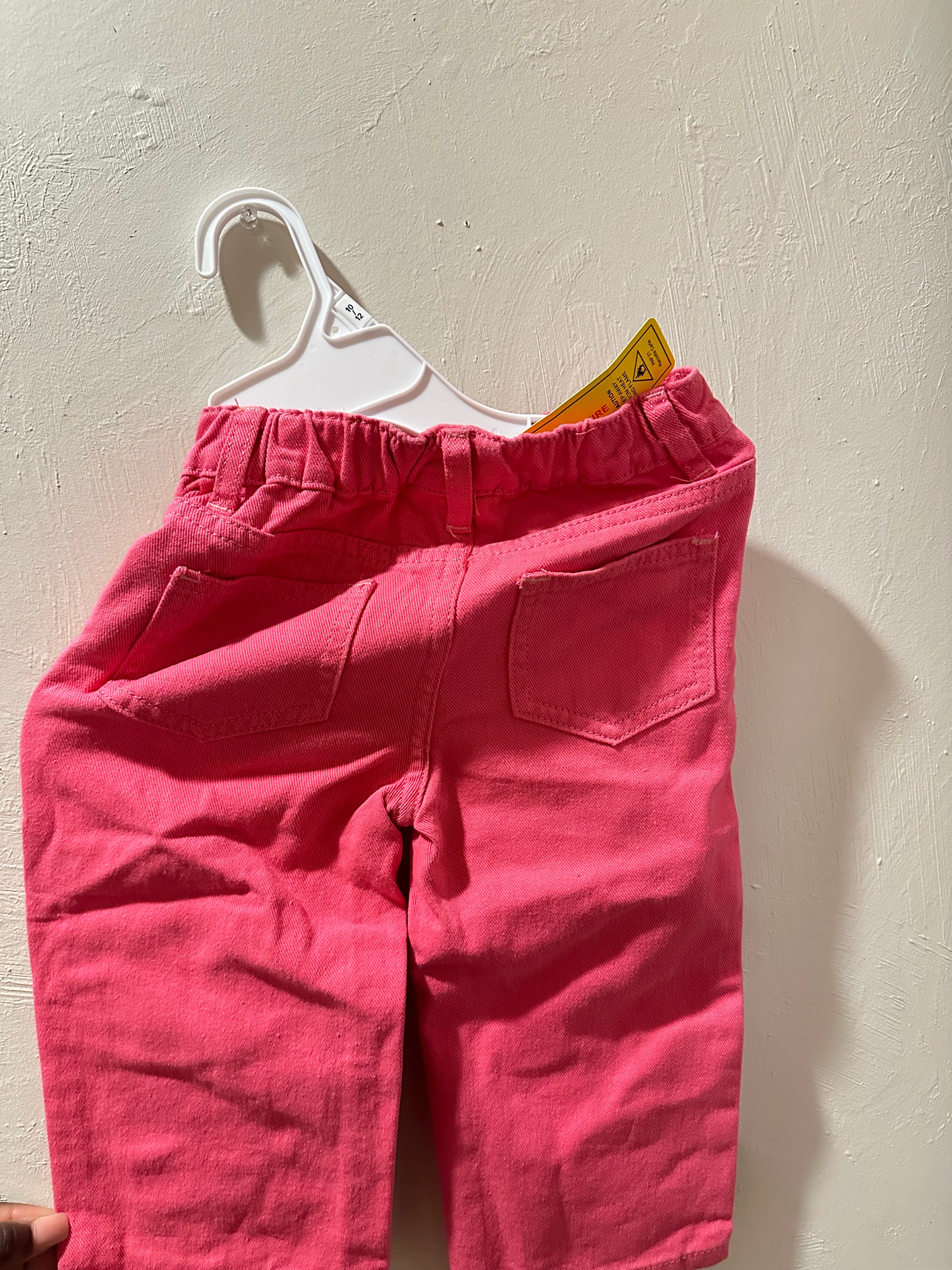 Cute Vibrant Pink Jeans with White Heart Print