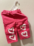 Cute Vibrant Pink Jeans with White Heart Print