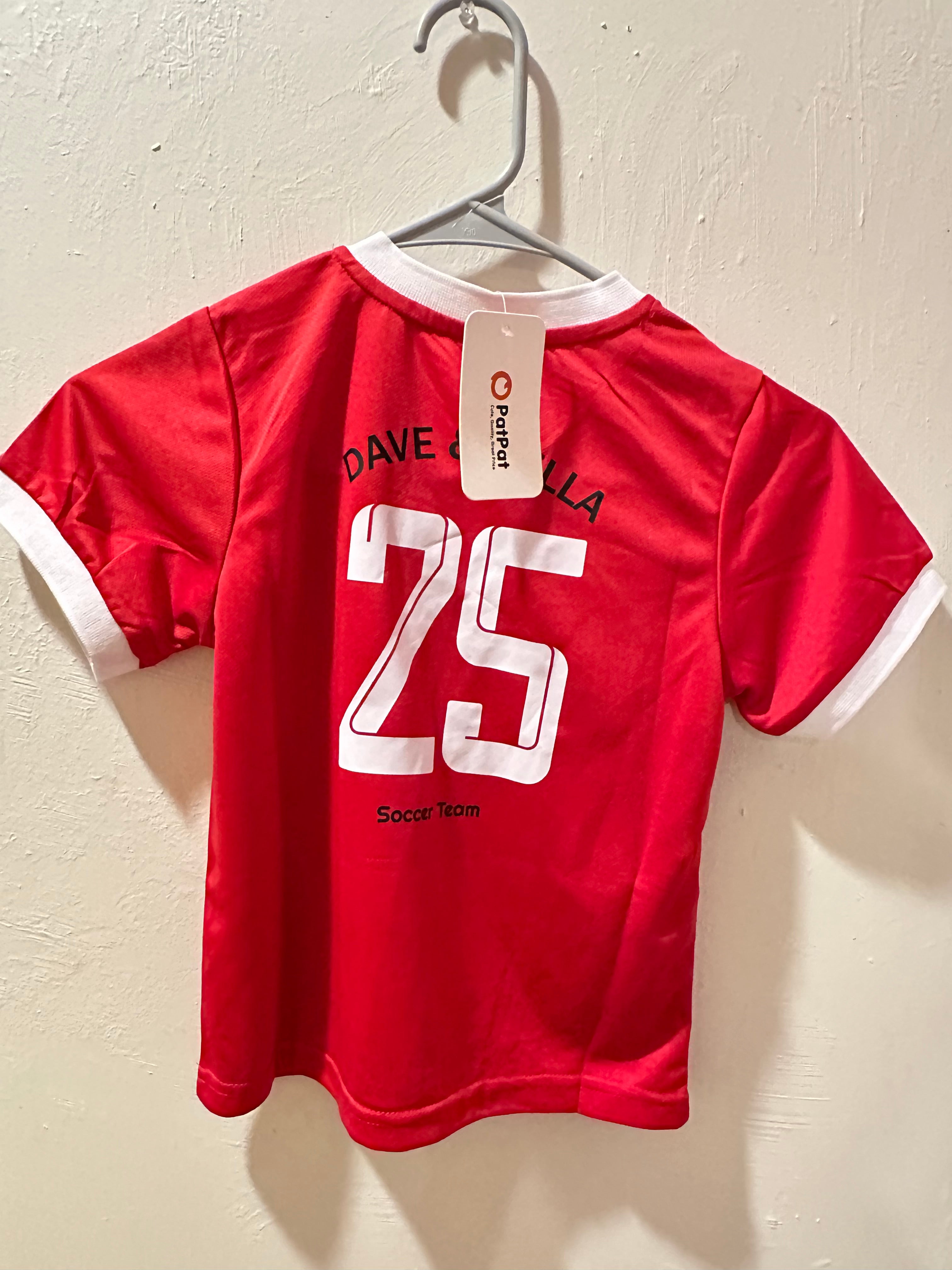 Kids Red Soccer Jersey - Toddler Boys Girls Soccer Team Shirt - 2T 3T 4T 5T