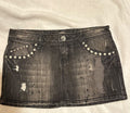 Almost Famous Y2K Studded Denim Mini Skirt Black Wash Size 5 Juniors